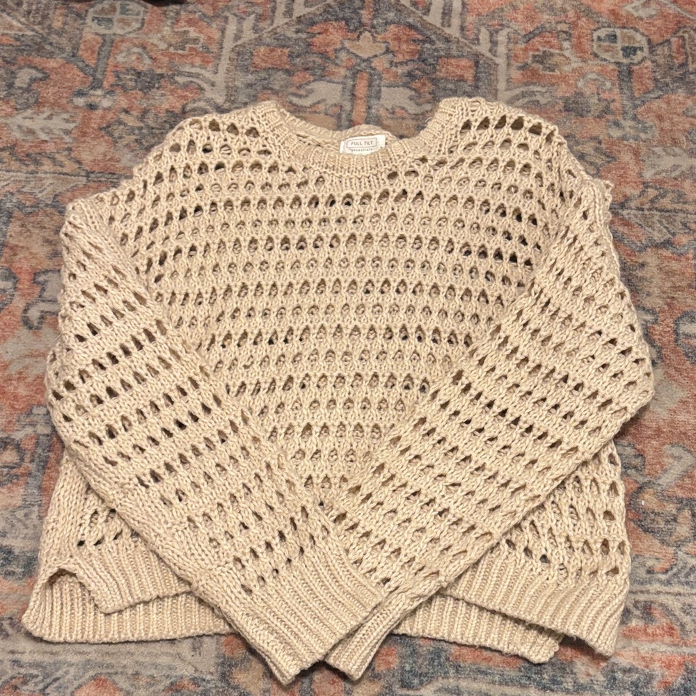 Full Tilt Tilly’s Cream Open-Knit Sweater